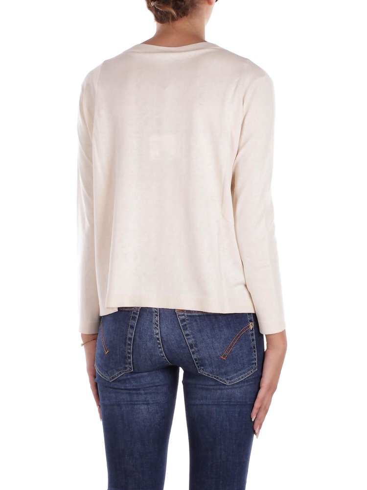 Boat Neck Sweater With Ribbed Detailing
