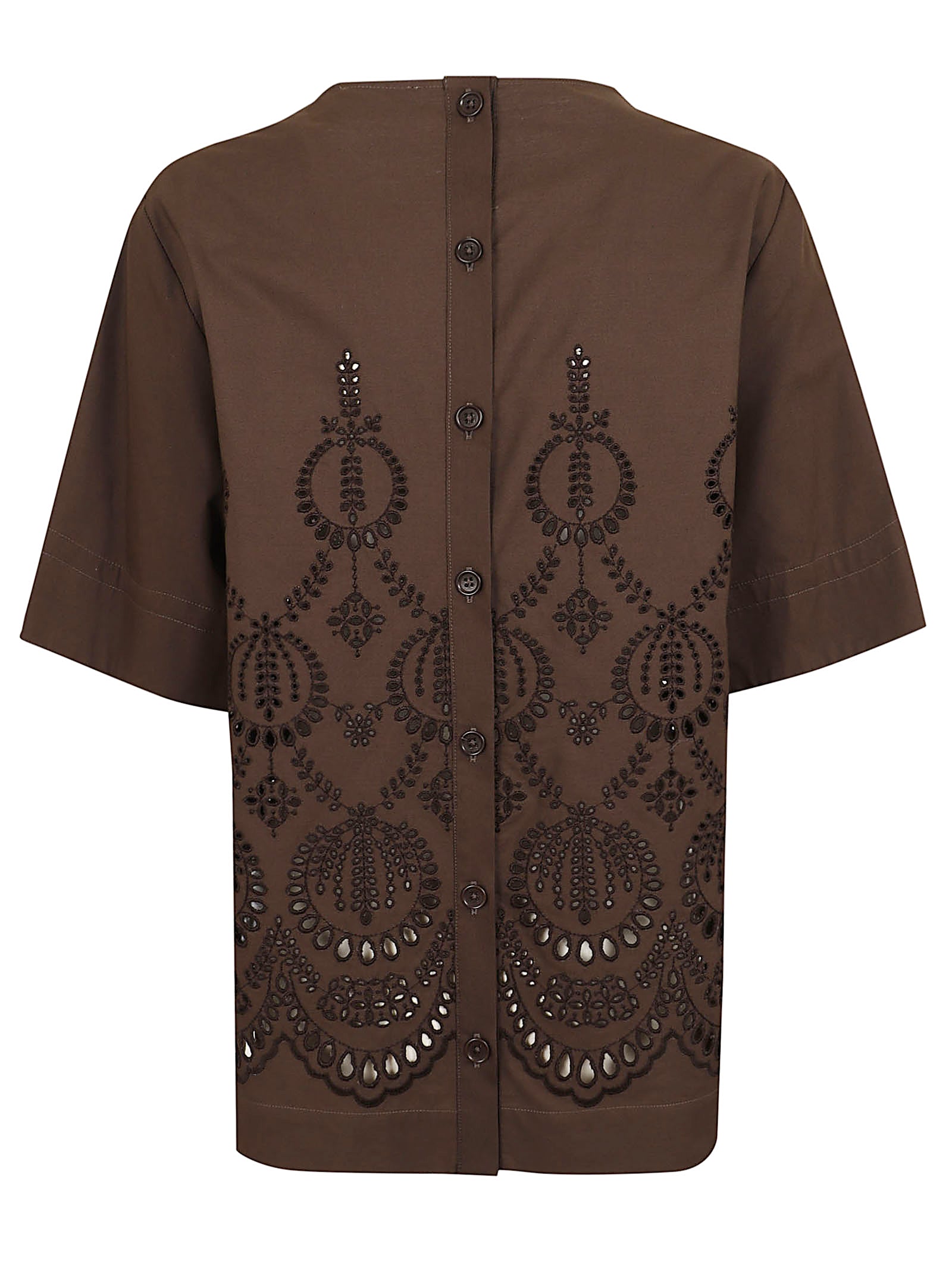 Boxy Short-Sleeved Shirt with Intricate Embroidery