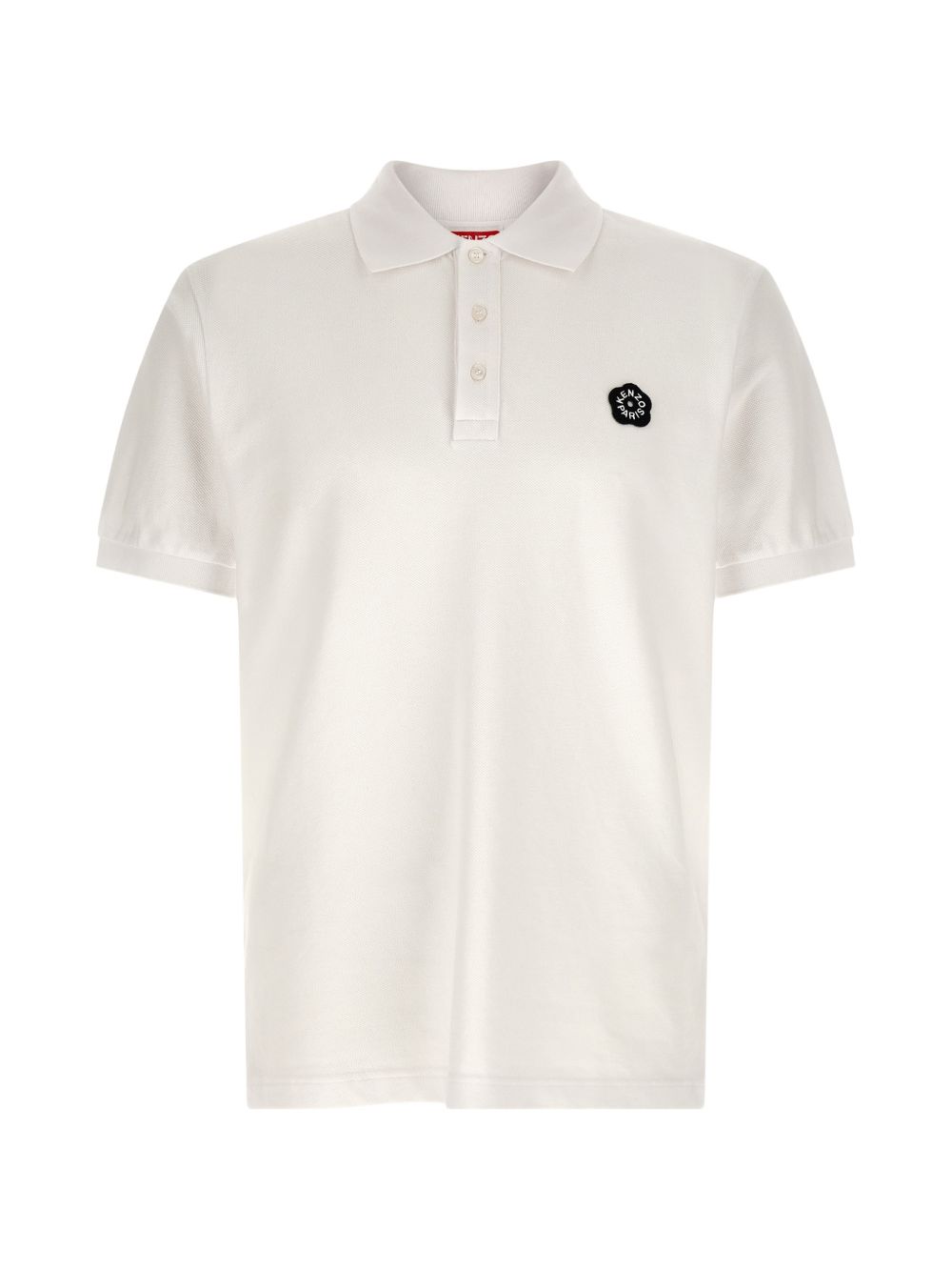 White Silk and Nylon Short-Sleeve Polo Shirt