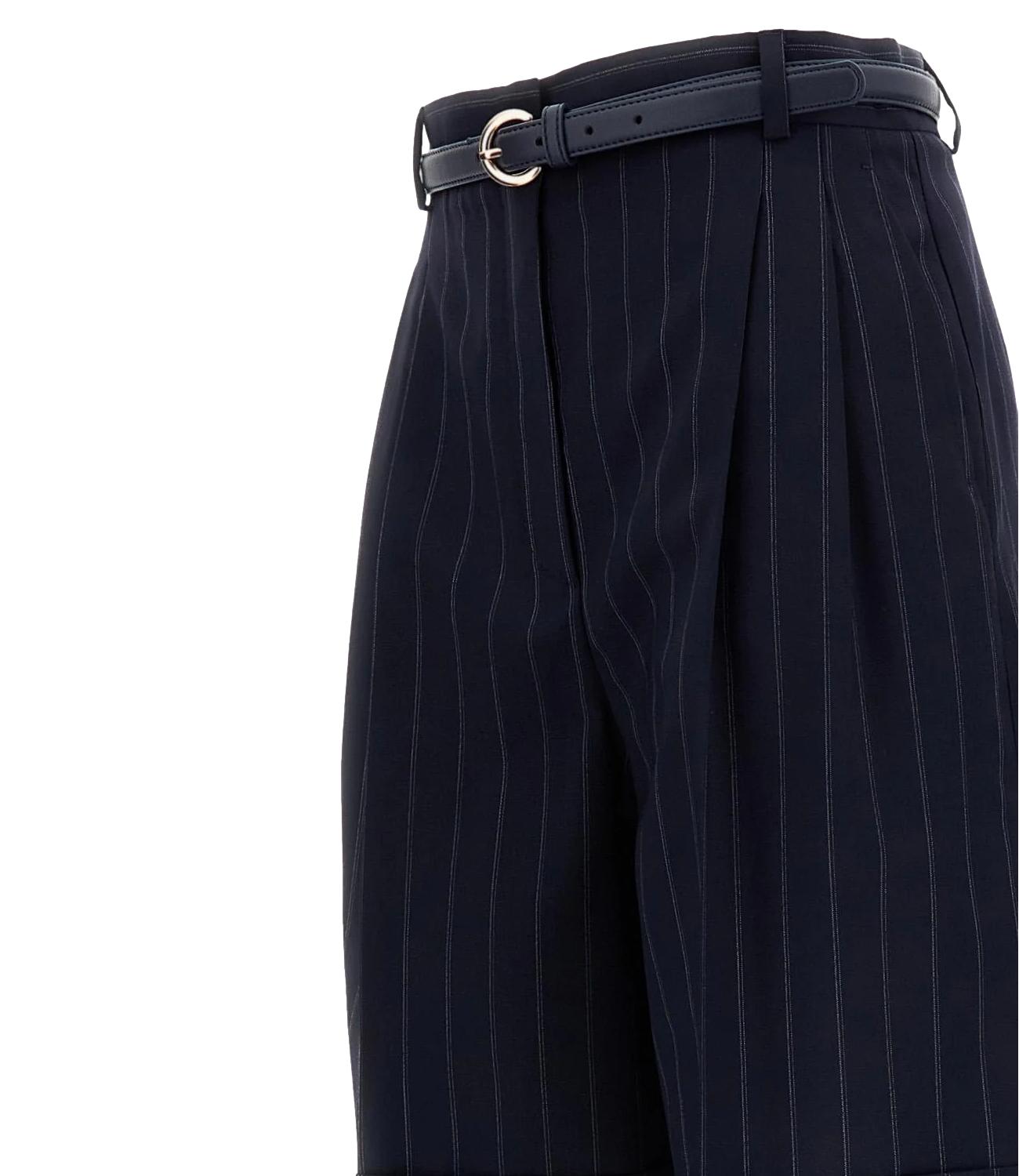 Blue Pinstripe Virgin Wool Shorts