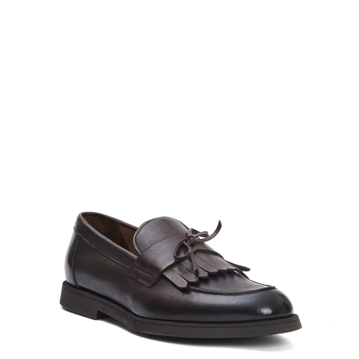 Brown Leather Moccasins With Decorative Fringe