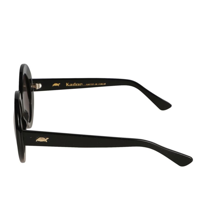 Audrey Round Lens Sunglasses with Glossy Black Frames