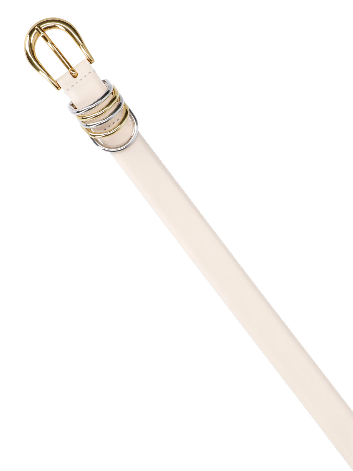 White Hollyhock Polished Metal Leather Belt