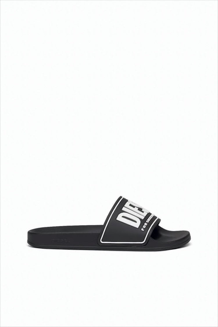 Contoured Black Slide Sandals