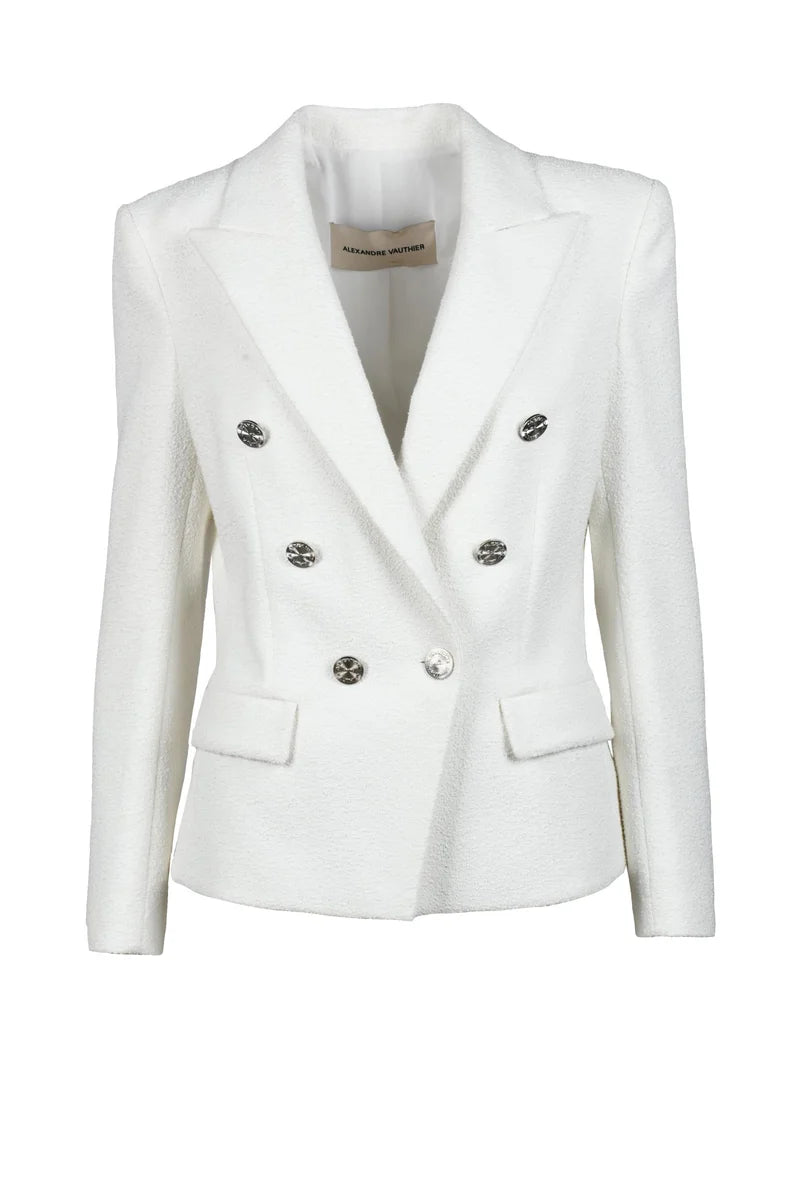 Double-Breasted Cotton Polyamide Jacket - White