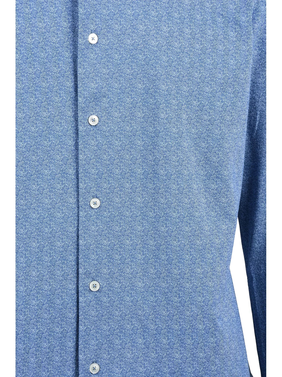 Blue Cotton Polyamide Elastane Men Stretch Shirt