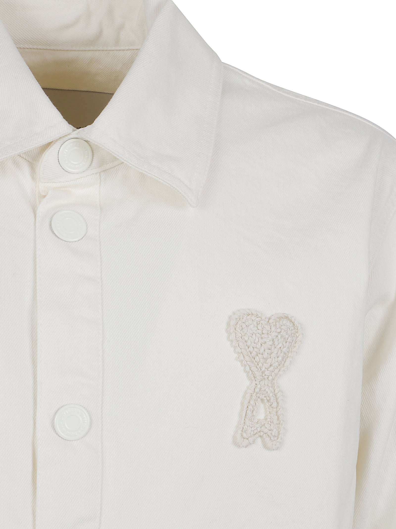 Heavy Cotton Denim Overshirt with Crocheted Patch