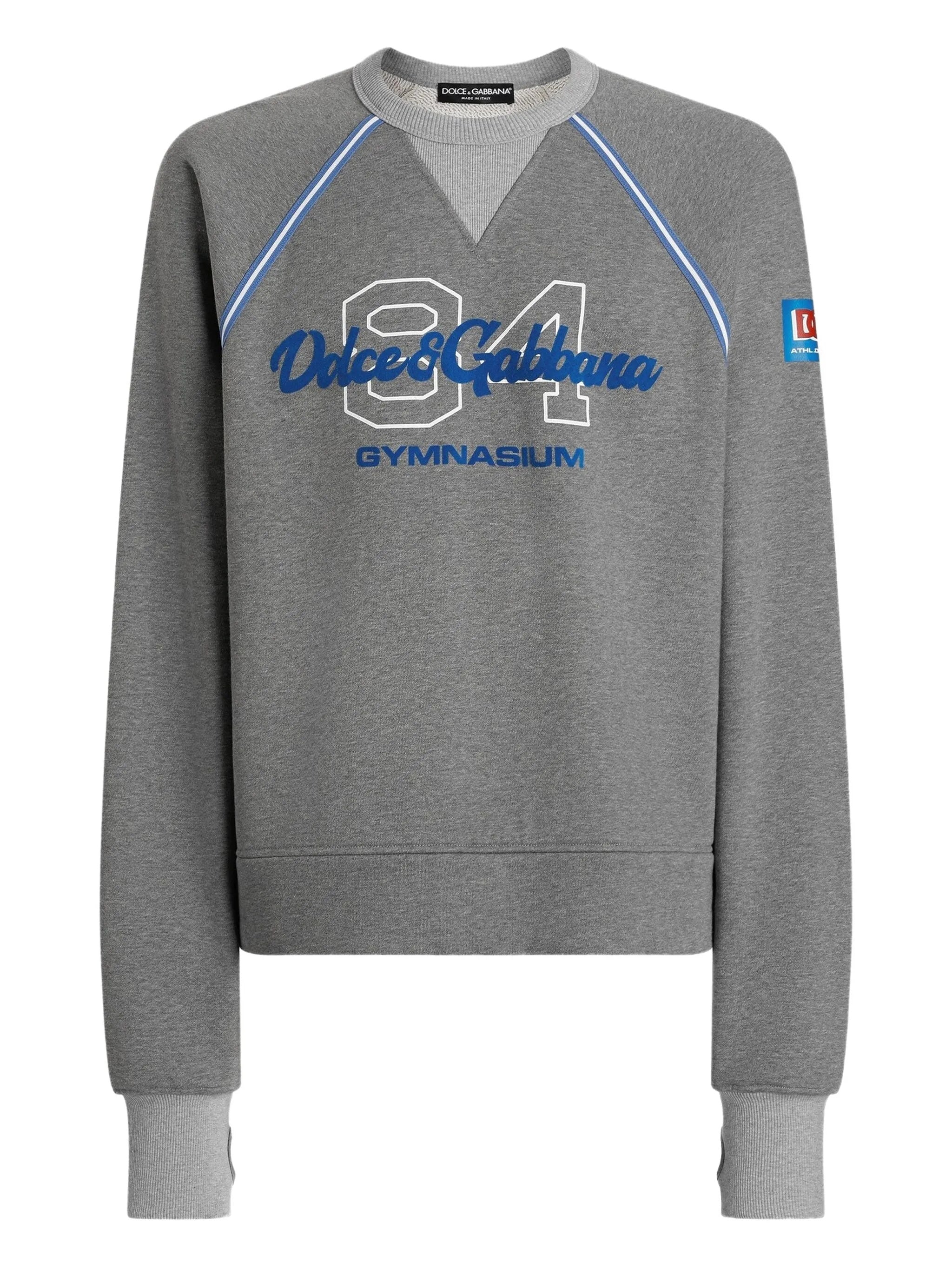 Grey Relaxed-Fit Blue Piping Logo Sweatshirt
