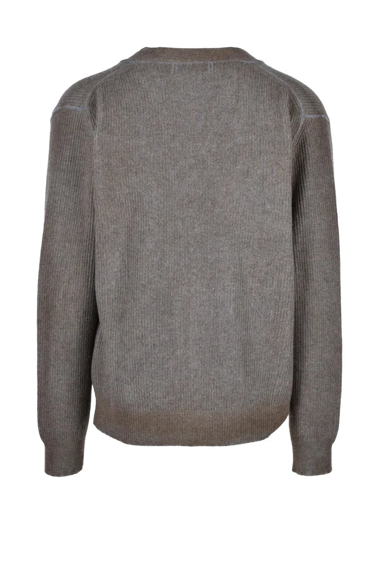Military Green Cardigan with V-Neck