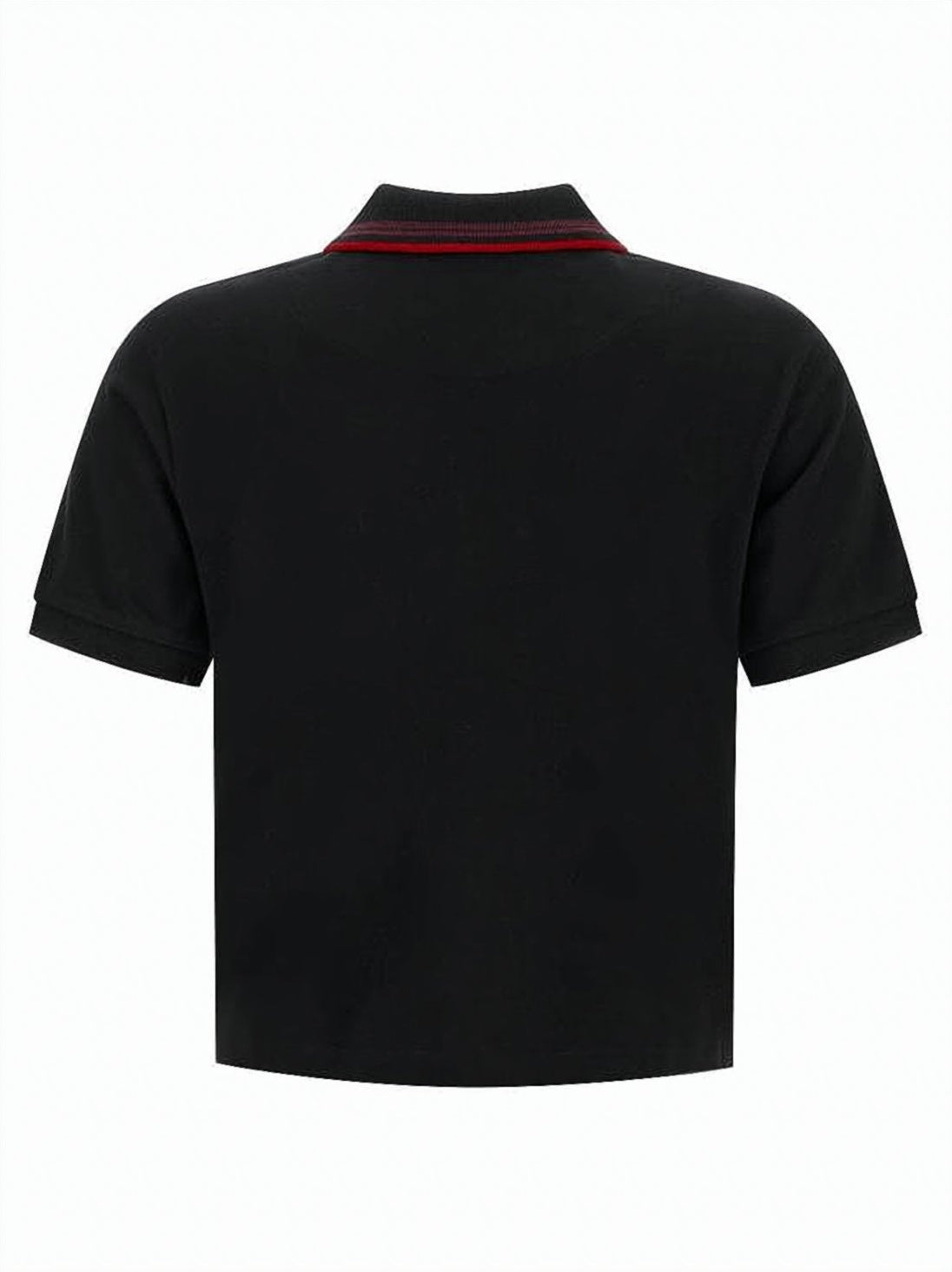 Cropped Polo Shirt with Structured Collar and Red Accents