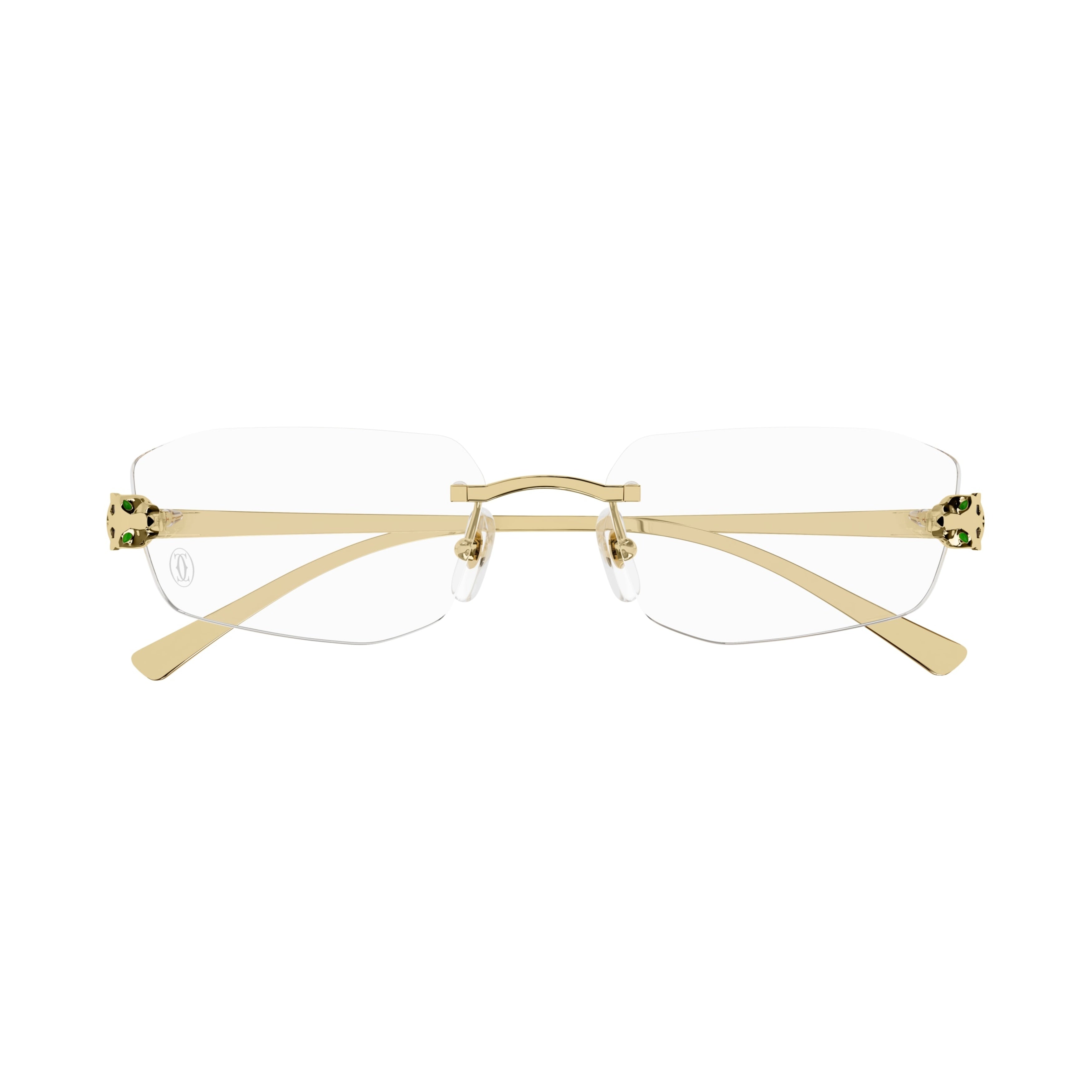 Rimless Eyeglasses With Panther Head Design In Gold