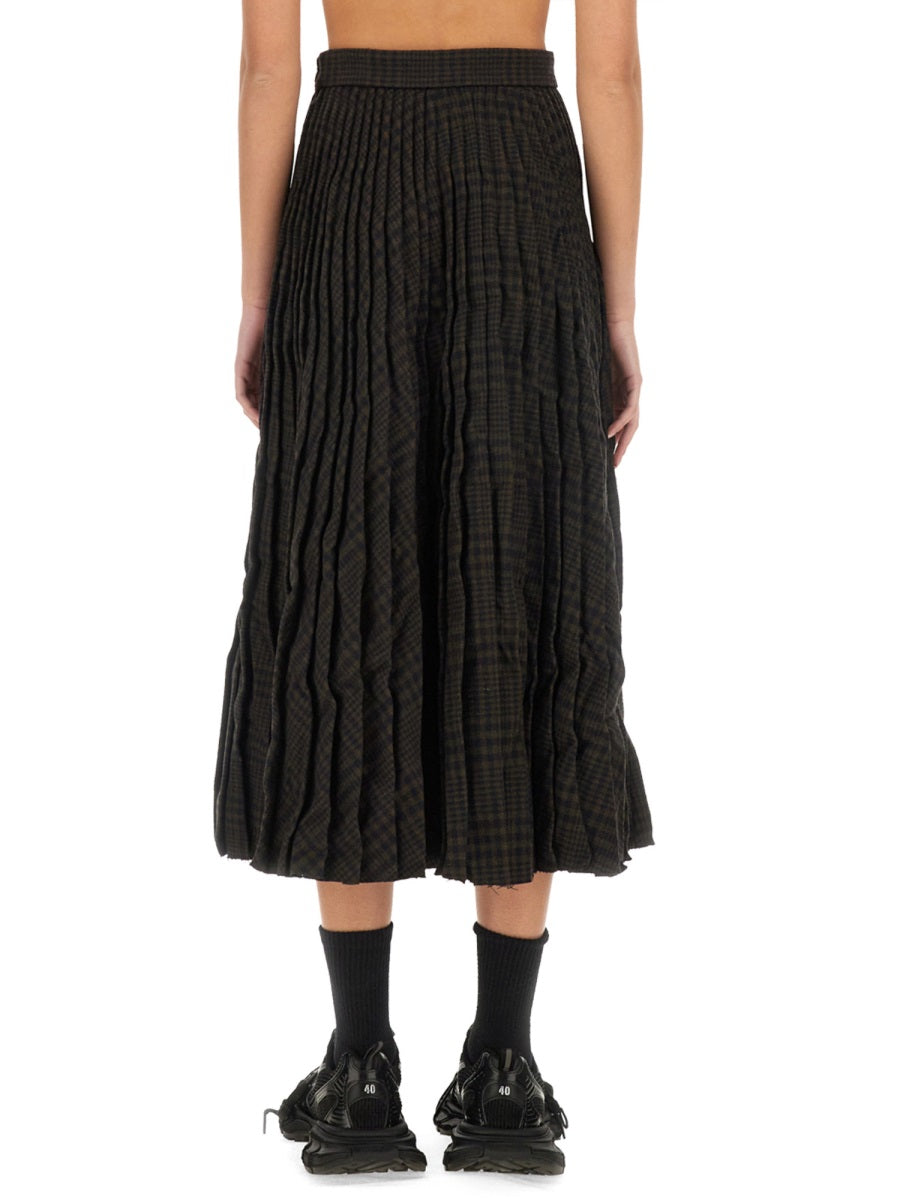 Pleated Wool Skirt with Structured Silhouette
