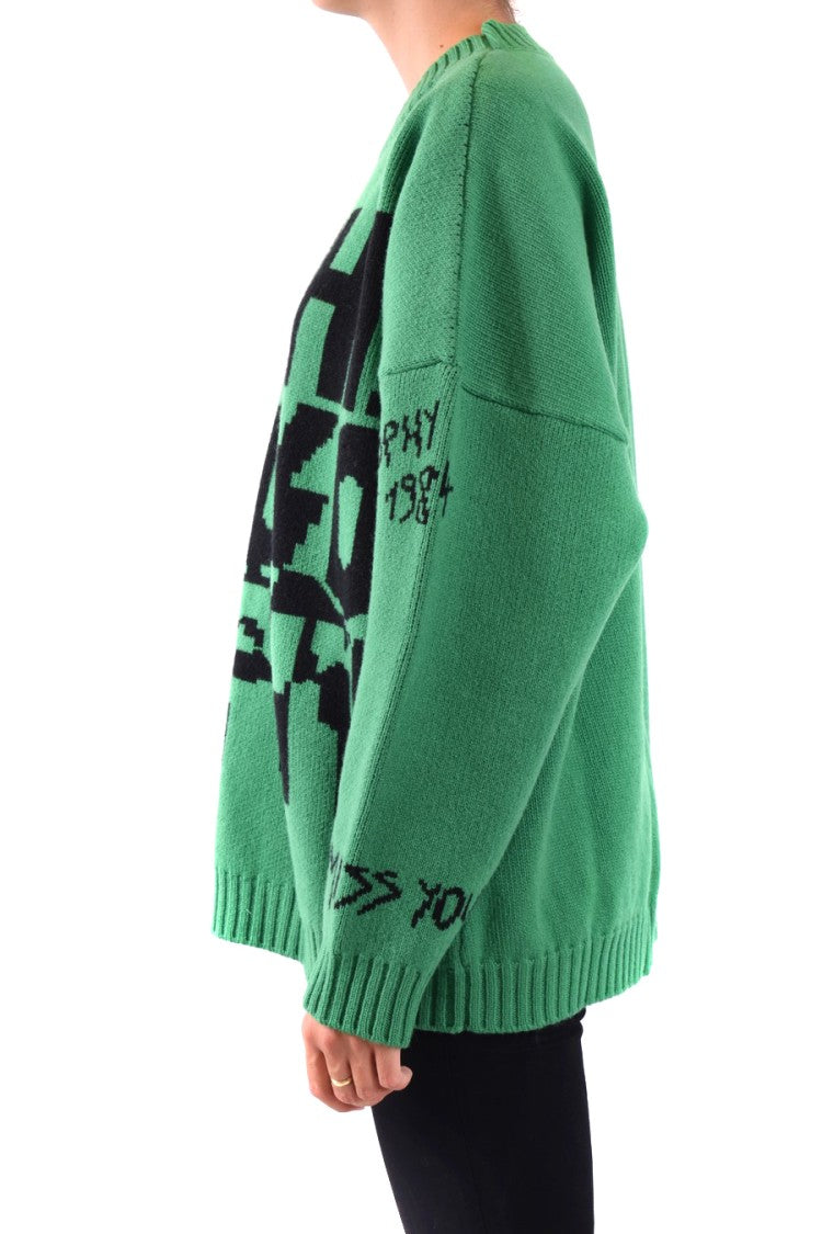 Oversized Wool Sweater With Graphic Design
