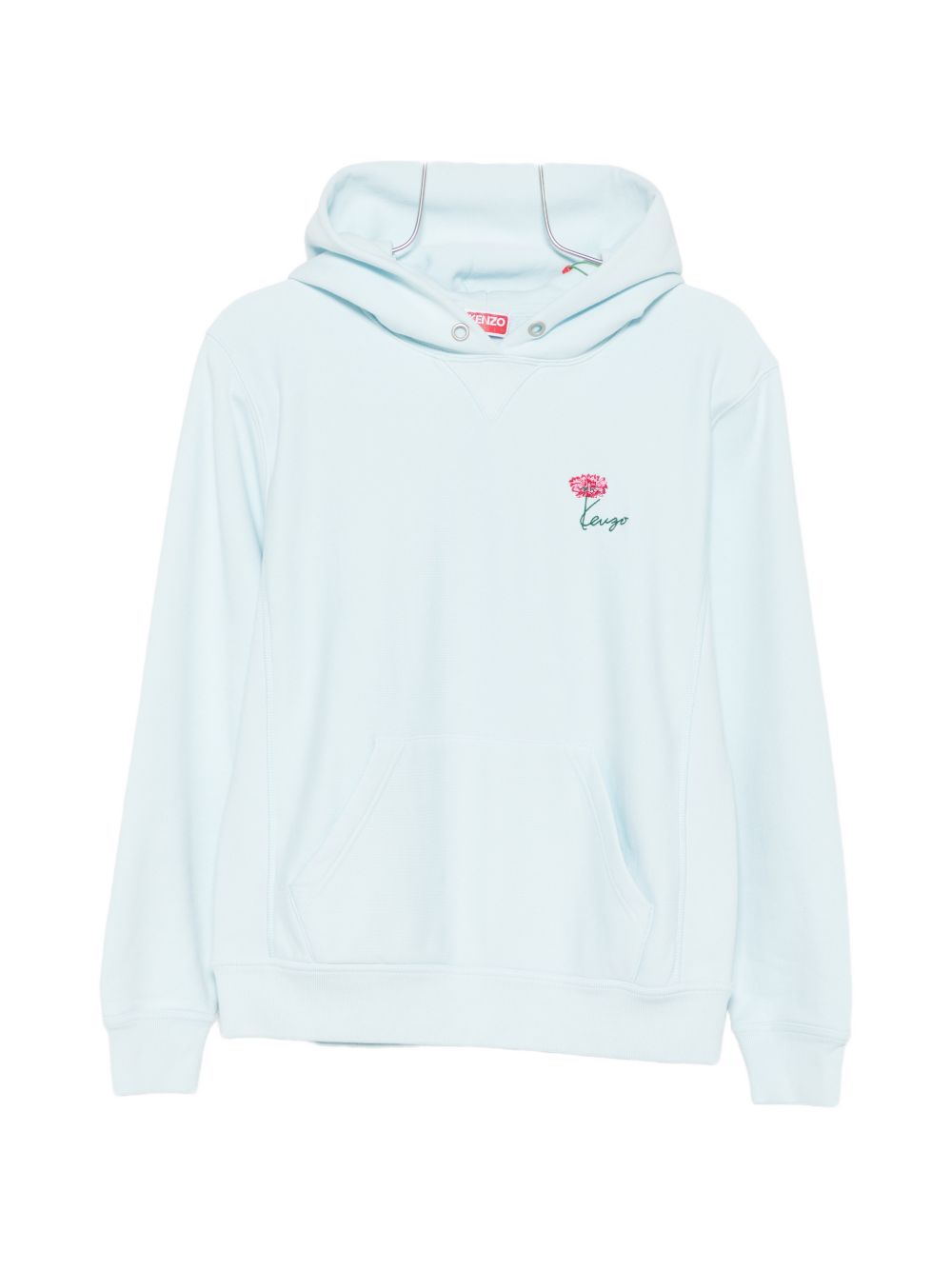 Light Blue Embroidered Flower Hooded Sweatshirt