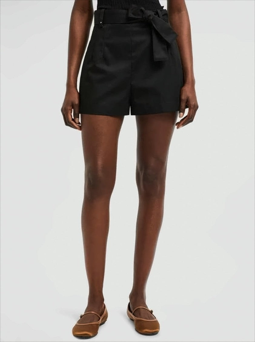Tailored High-Waist Shorts With Bow Tie Detail