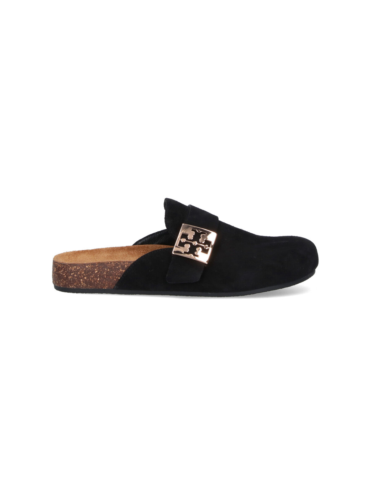 Slip-On Black Calf Suede Mules