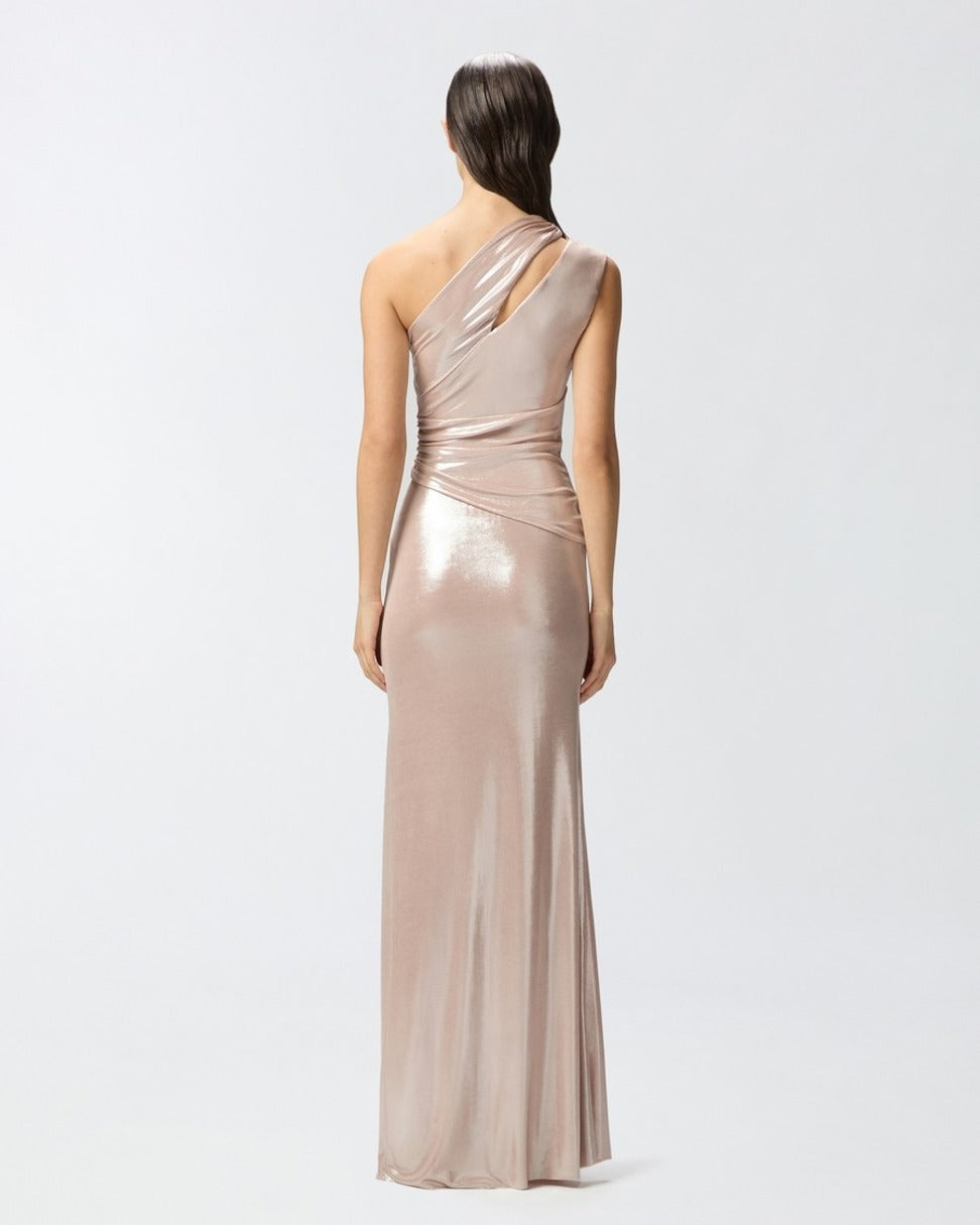 One-Shoulder Draped Dress With Side Slit