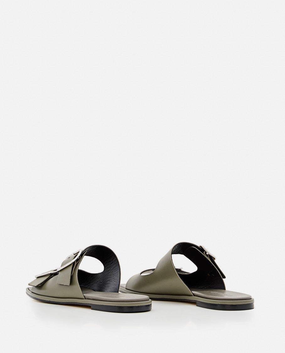 Calfskin Leather Sandals With Adjustable Buckles