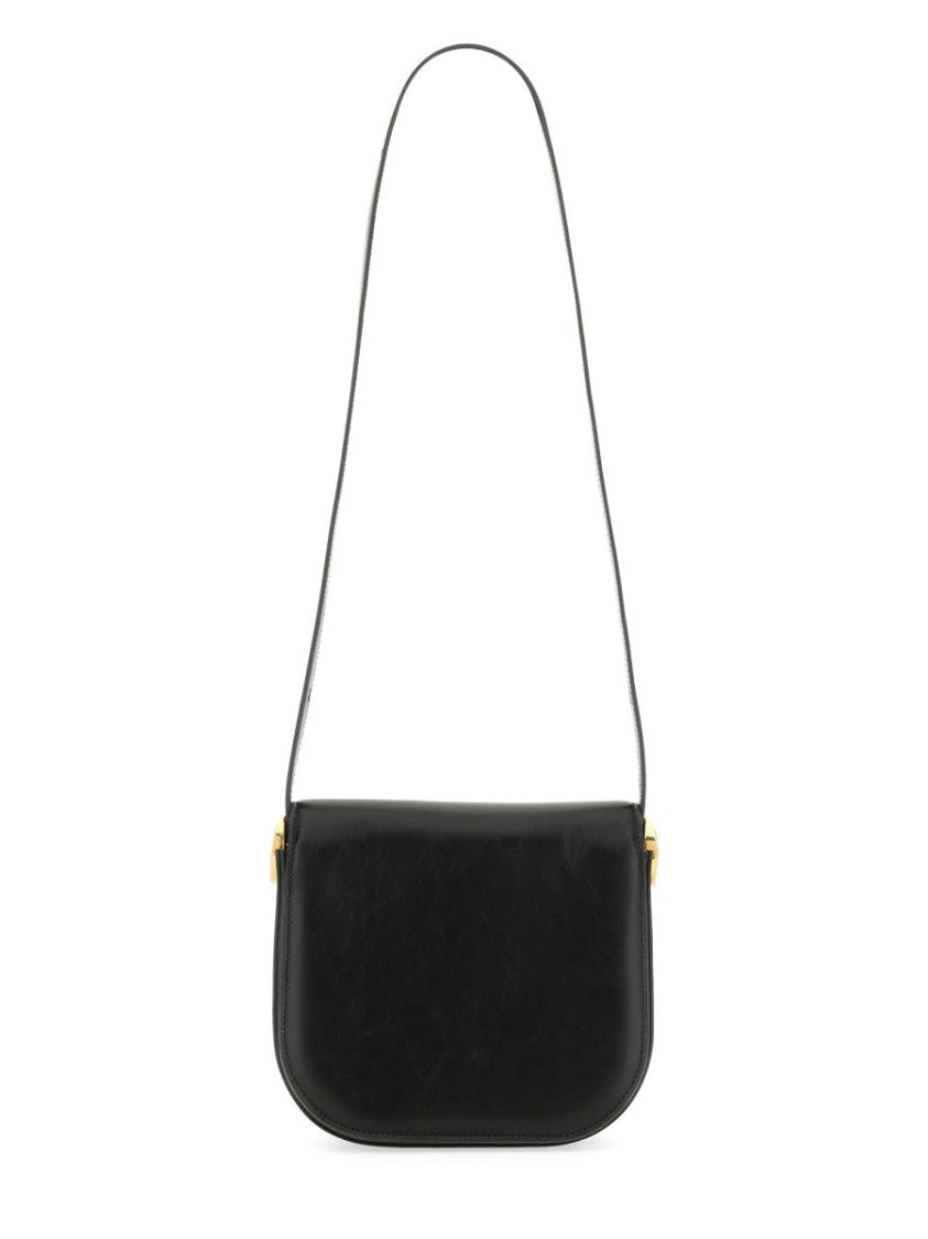 Leather Coin Shoulder Bag With Gold-Tone Clasp