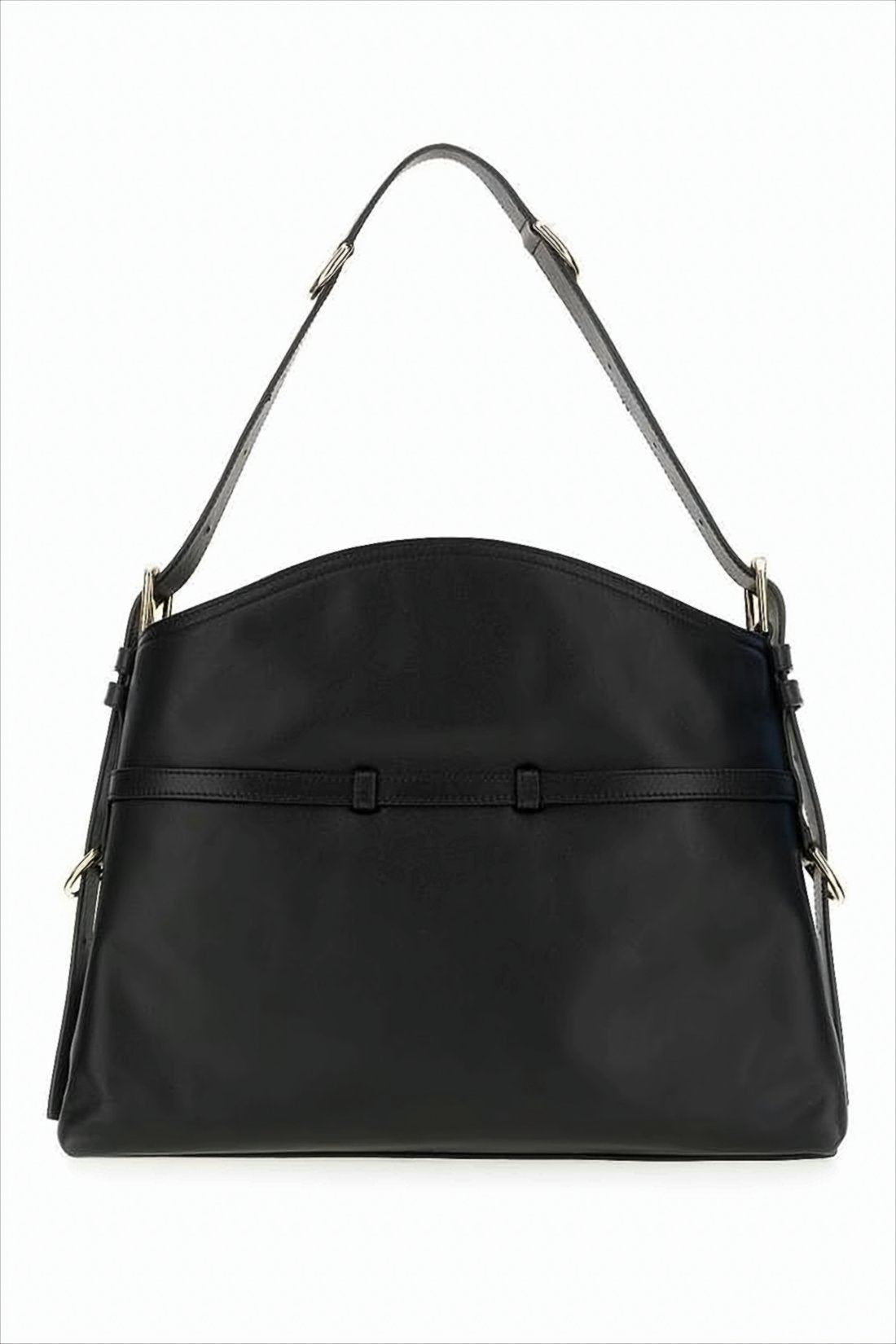 Minimalist Black Calf Leather Shoulder Bag
