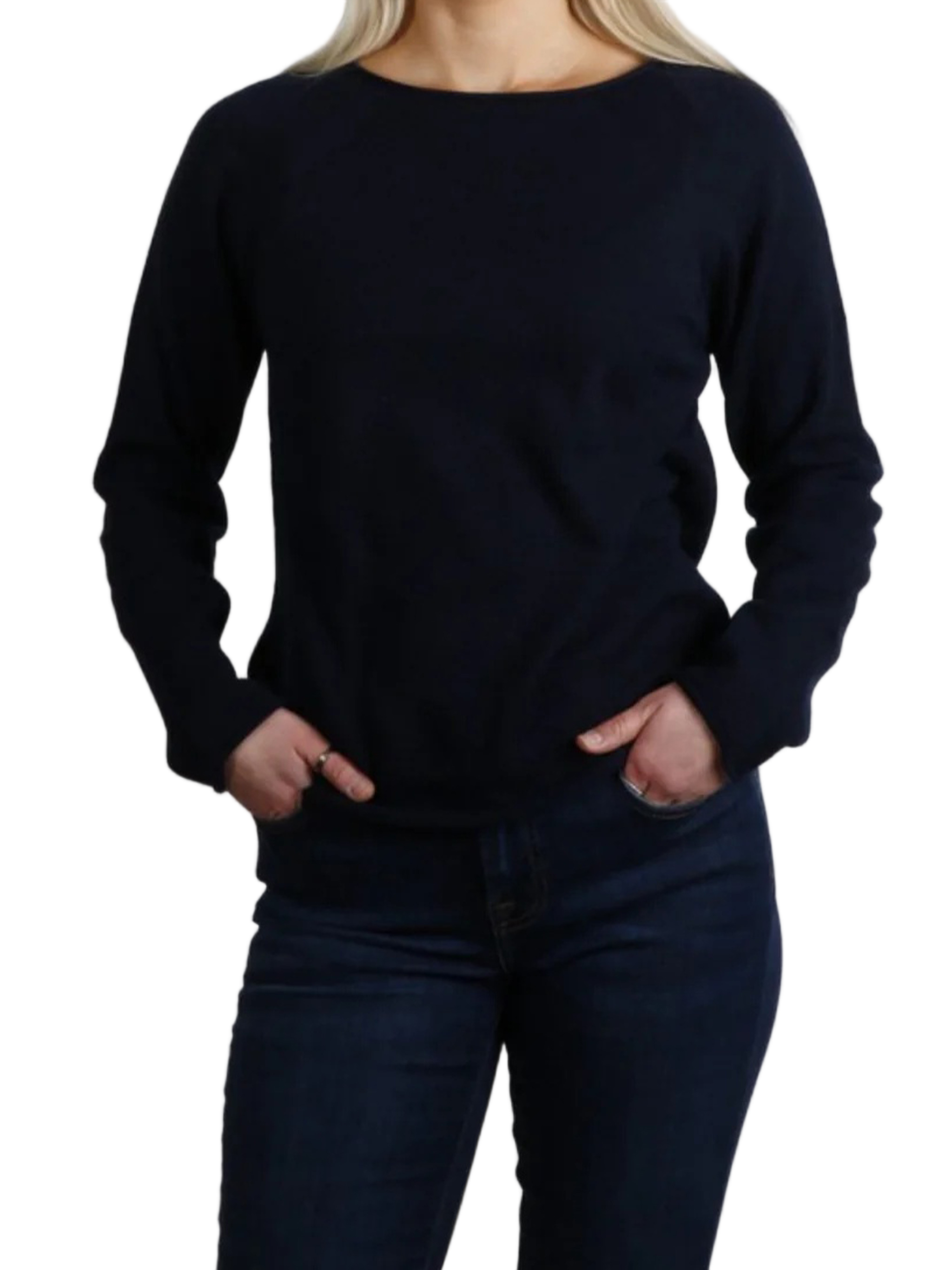 Black Fitted Round Neck Cashmere Sweater