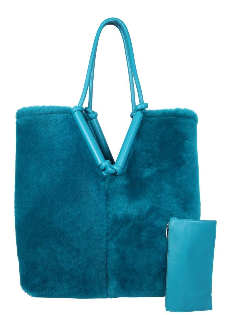 Unique Removable Double Handle Sherling Tote Bag
