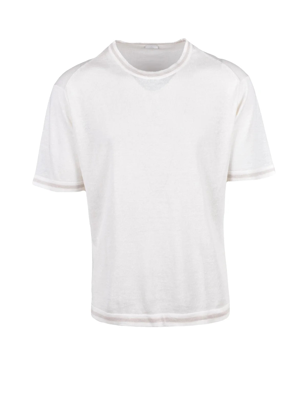White Linen Cotton Crew Neck Top