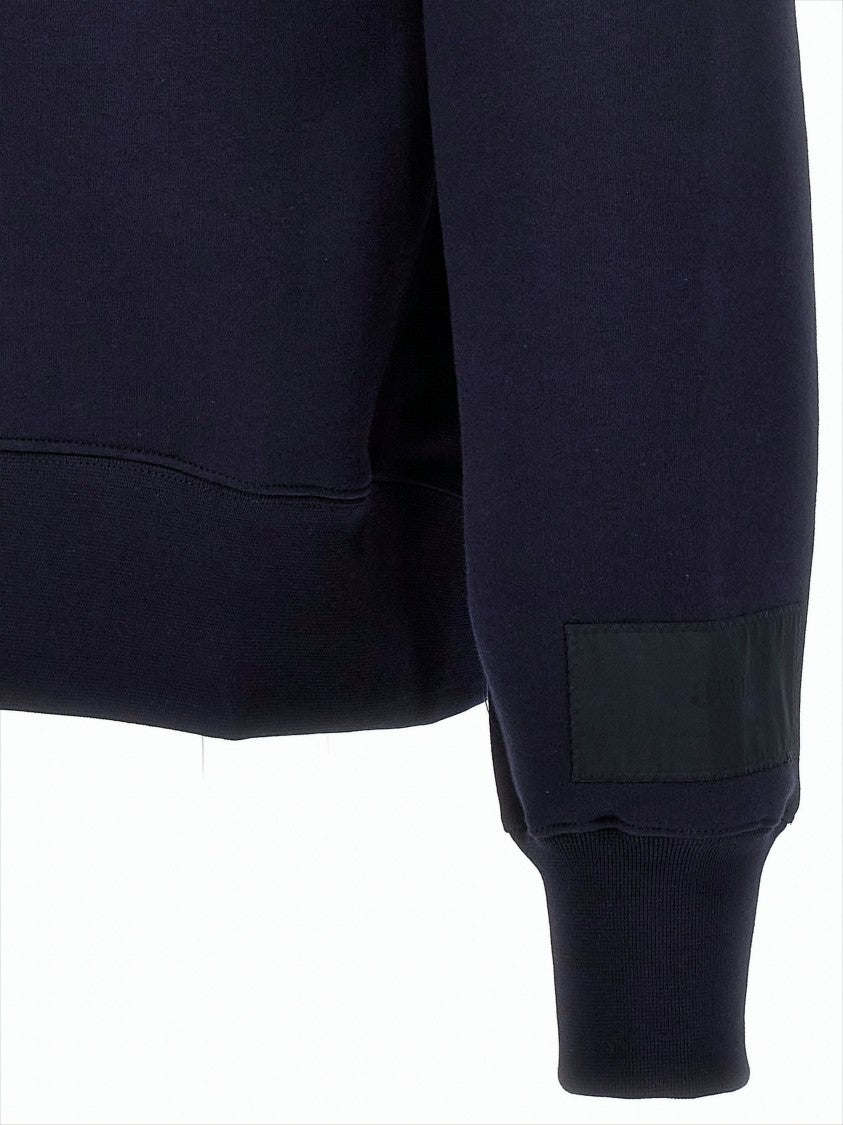 Crew Neck Sweatshirt with Satin Patch Logo