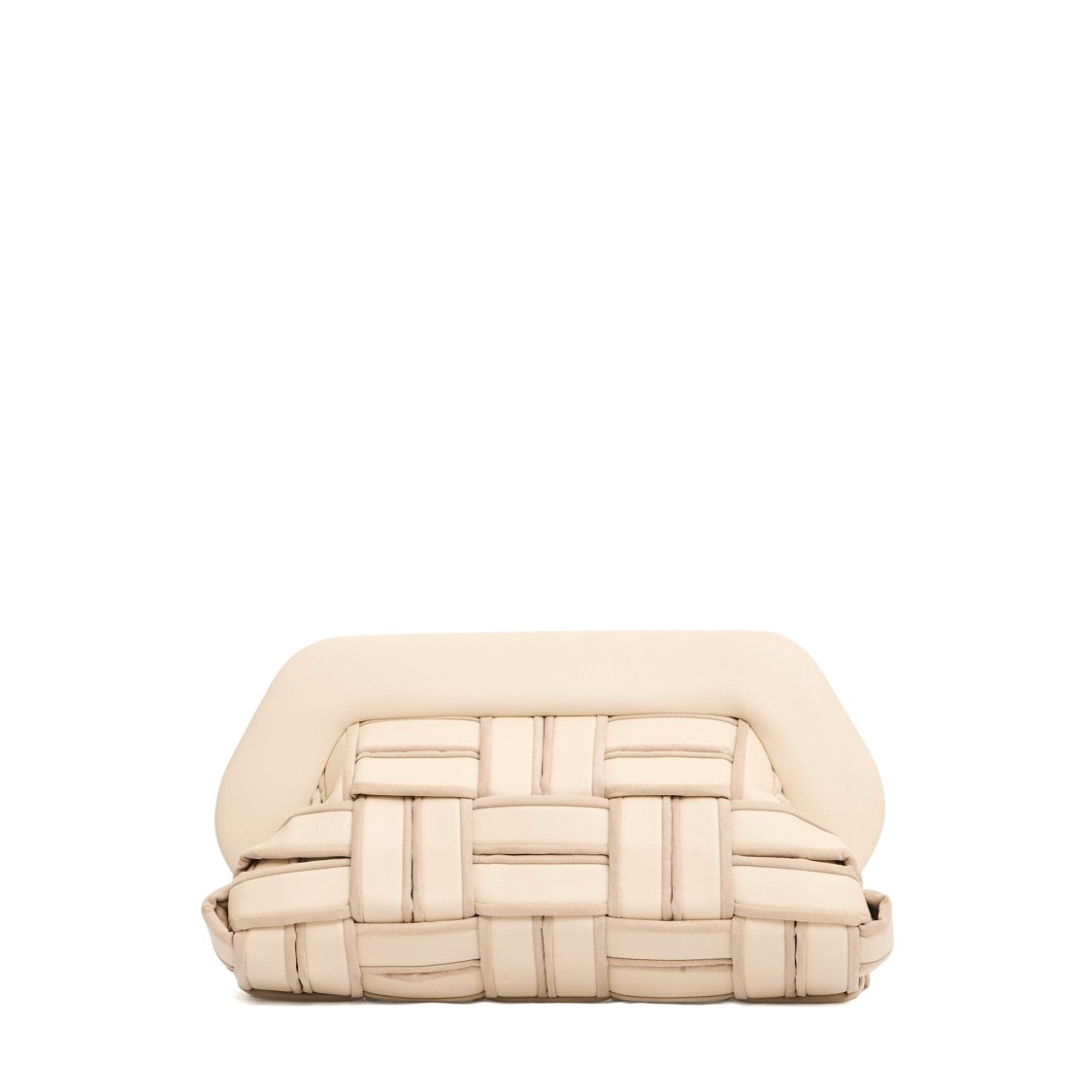 Clutch Vegan Leather Intreccio Beige Con Profili