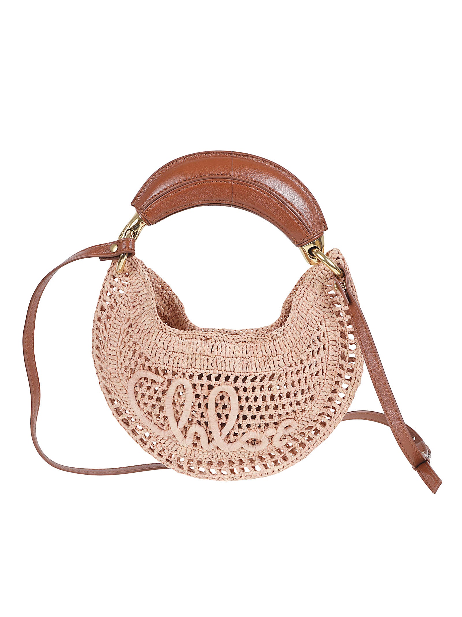 Mini Hobo Bag in Woven Raffia with Adjustable Strap