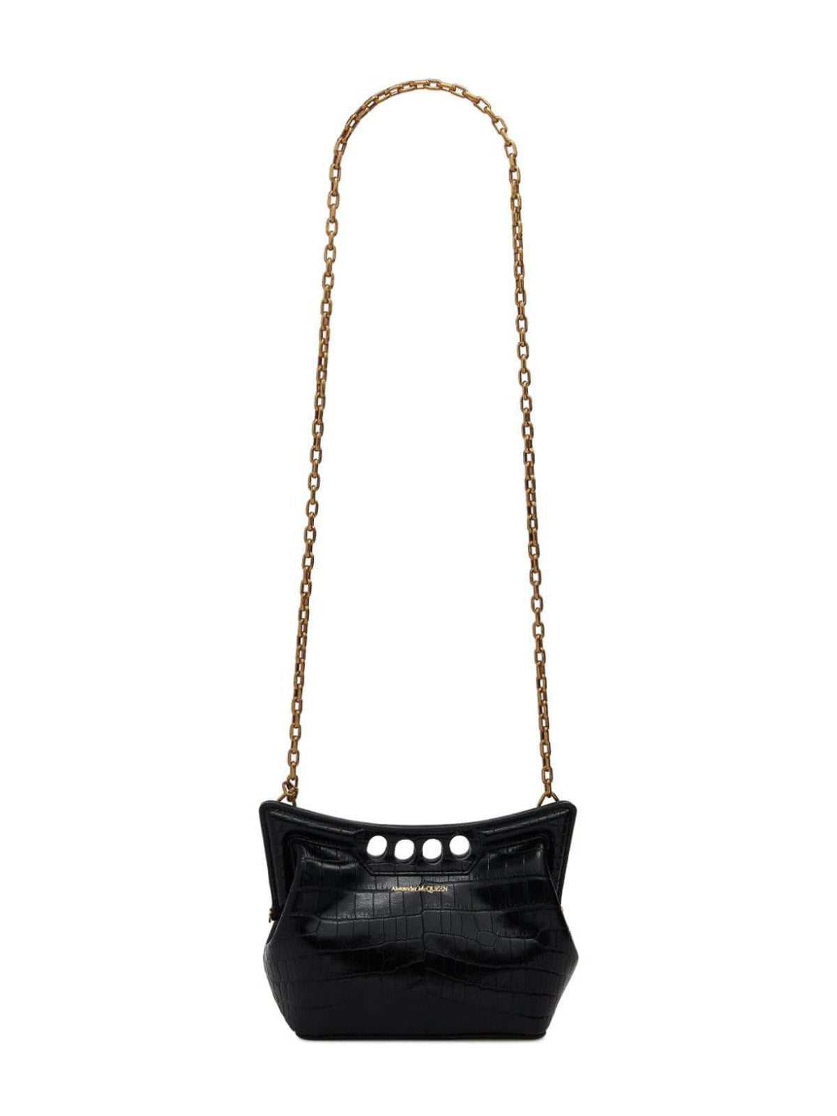 Structured Black Crocodile-Style Alexander McQueen Bag
