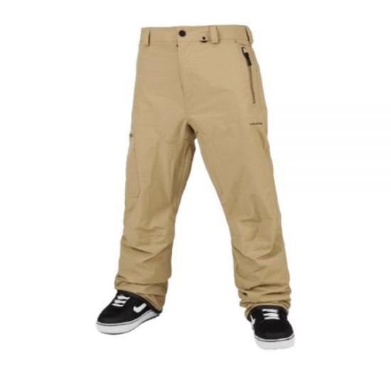 Brown Straight-Cut Pants with Zip Pocket and Minimalist Design