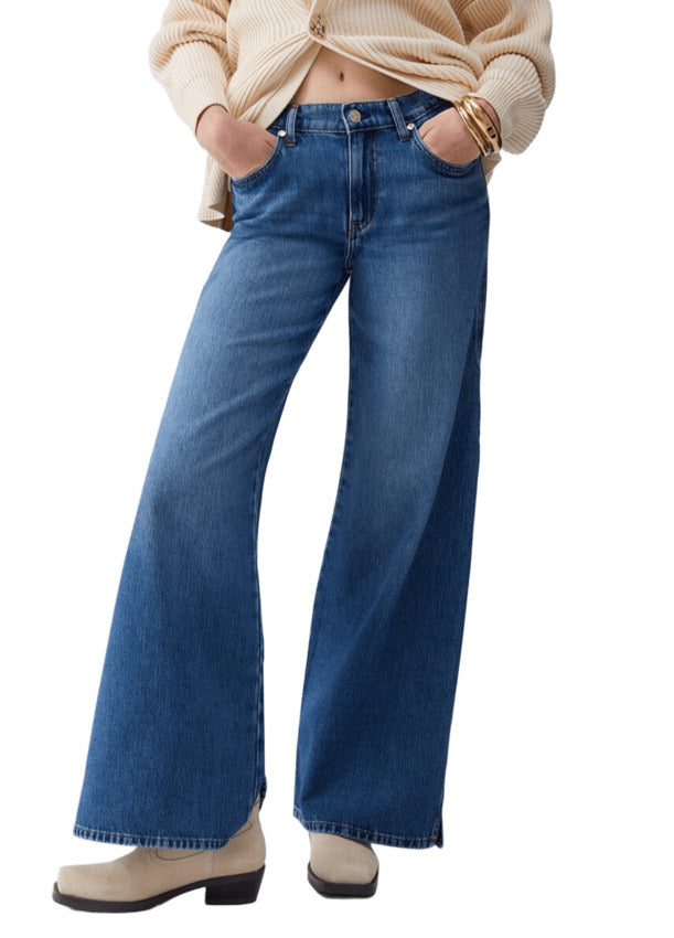 Wide-Leg Denim Jeans