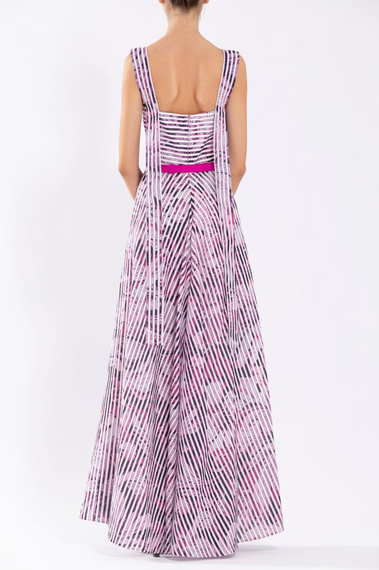 Linen Dress With Striped Print