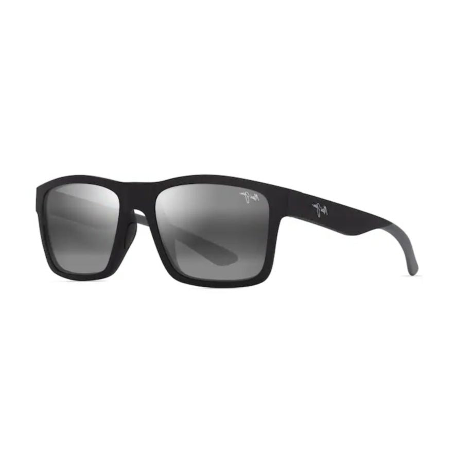 The Flats Matte Black Rectangular Sunglasses with Gradient Grey Lenses