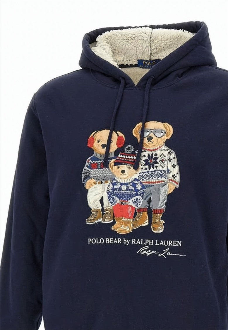 Sherpa-Lined Hoodie with Iconic Bear Graphic