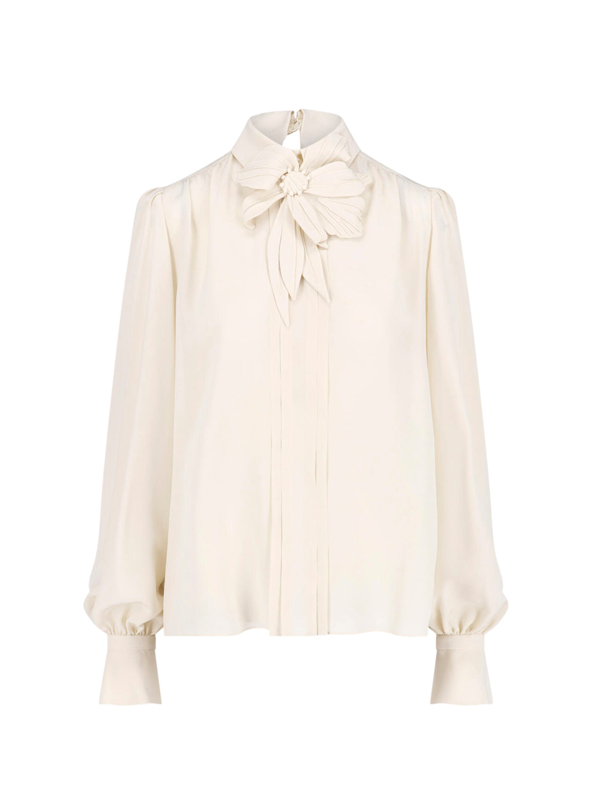 White Flowing Puffed Sleeve Fabric Blouse