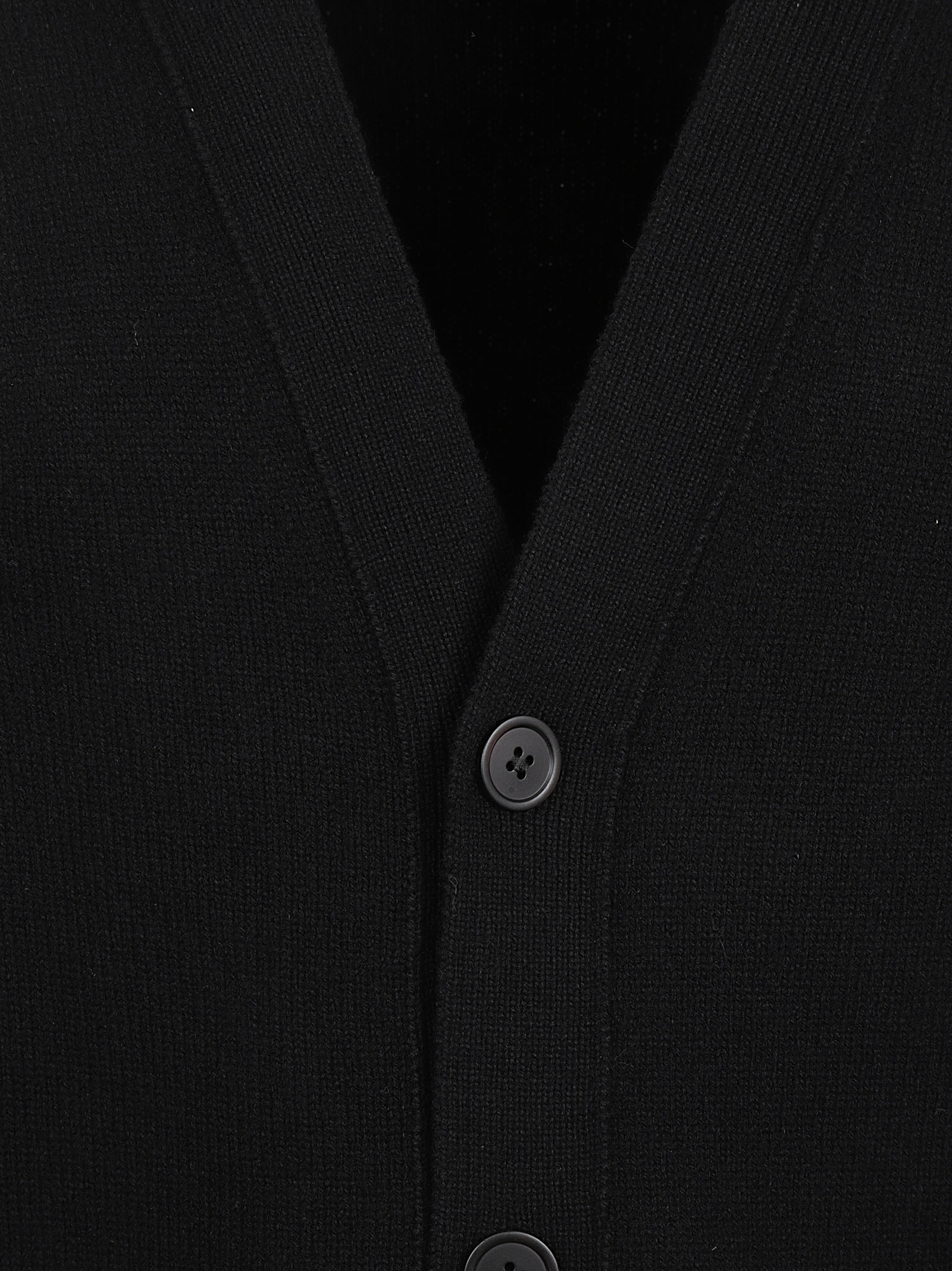 Ribbed Neckline Black Wool Sweater