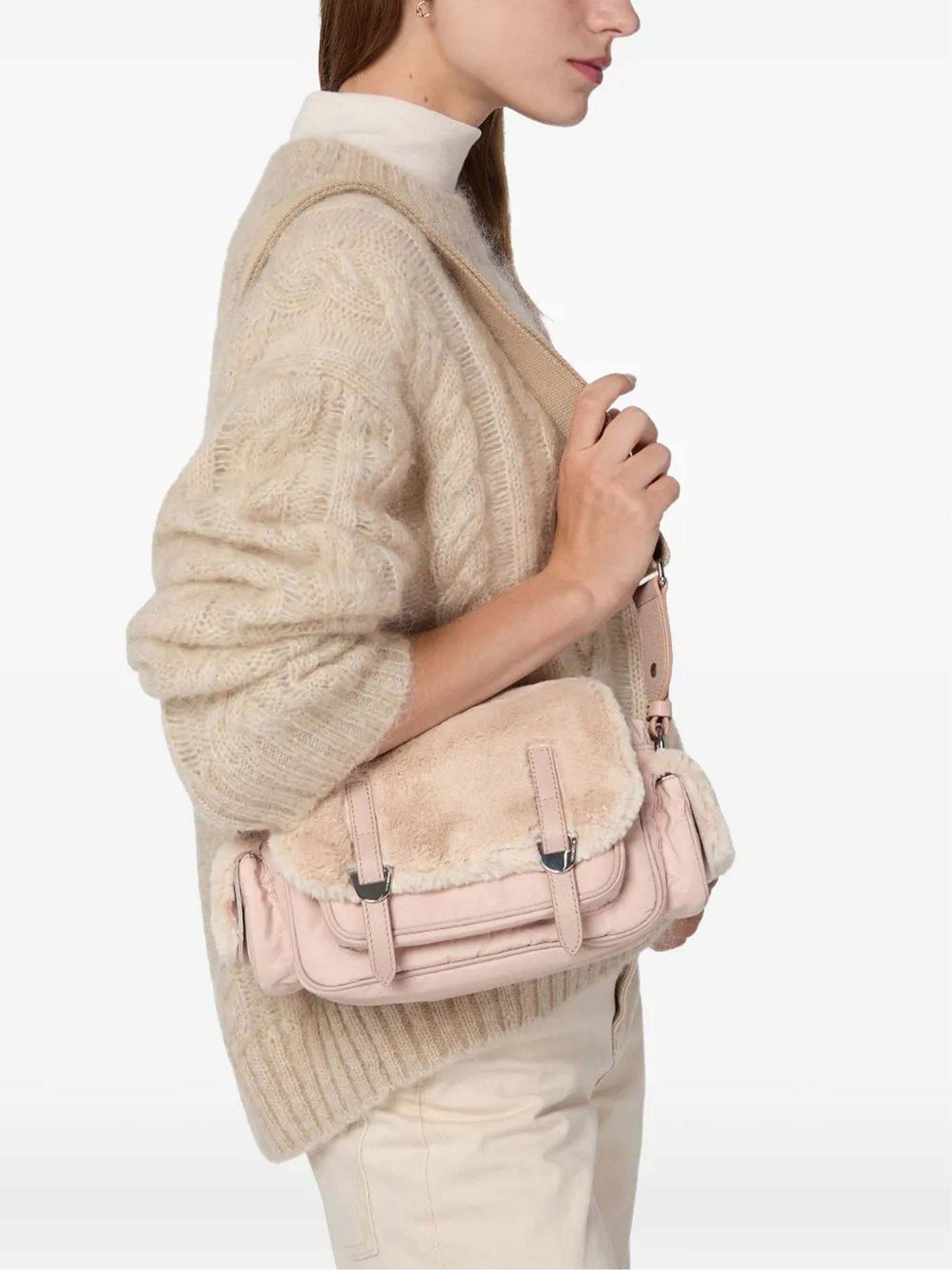 Campus Plush Flap Nylon Shoulder Bag