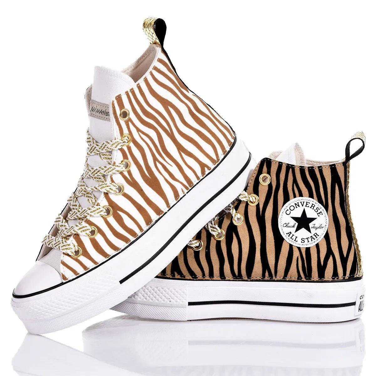 High-Top Platform Sneakers with Striking Zebra Print Detail