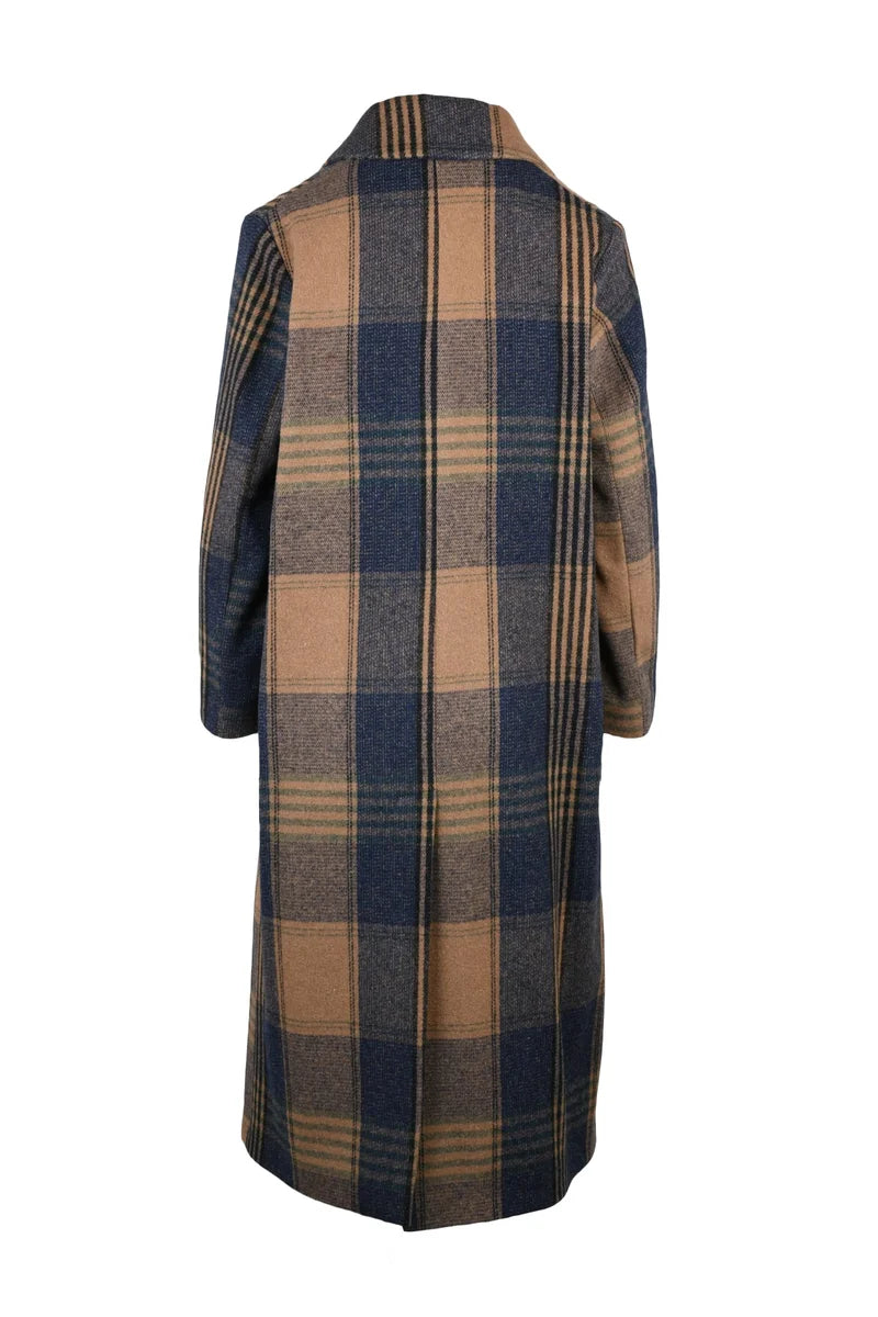 Long Coat - Camel/Blue