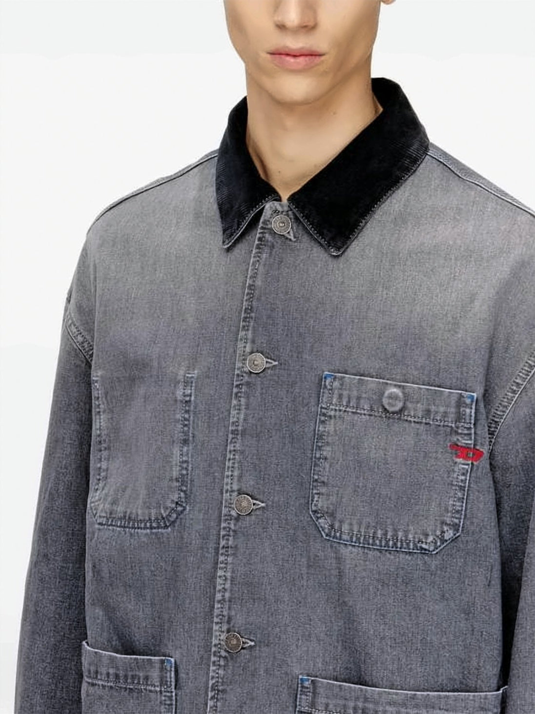 Relaxed-Fit Faded Grey Denim Jacket