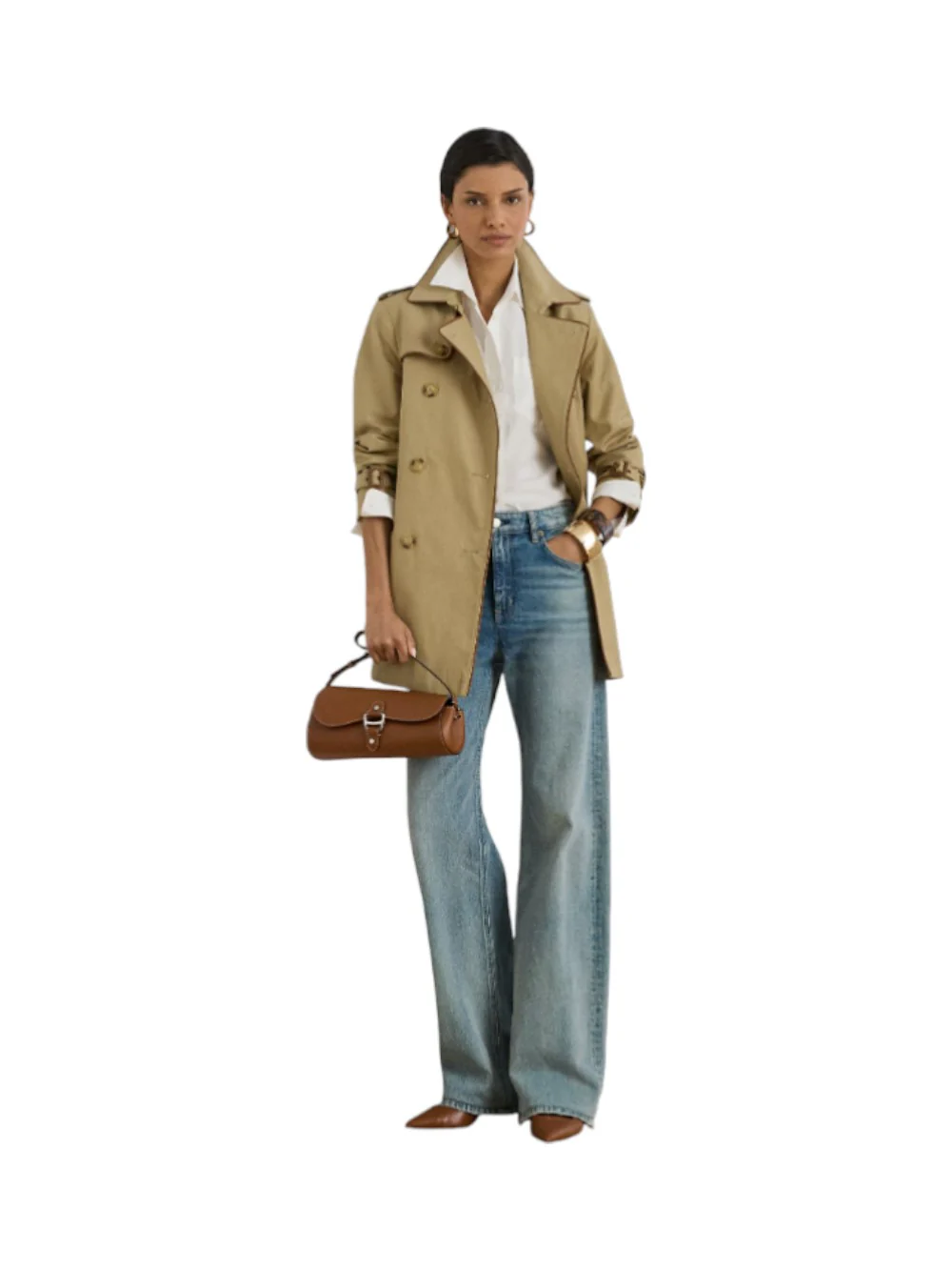 Light Beige Double Breasted Lined Trench