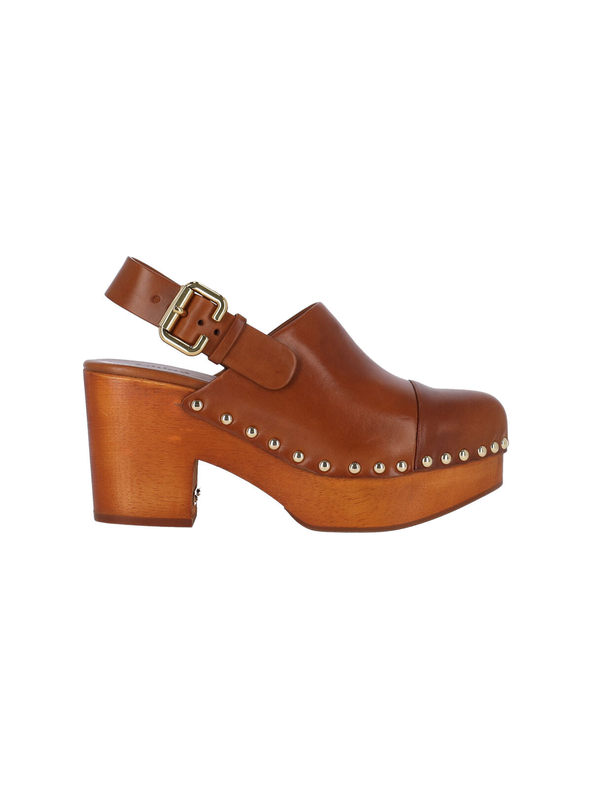 Brown Calf Leather Slip-On Mules