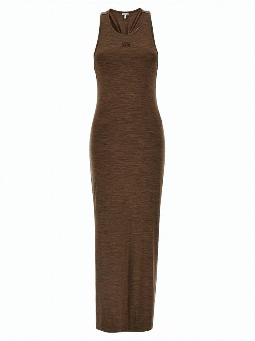 Sleeveless Fitted Long Dress with Twisted Cutout Detail