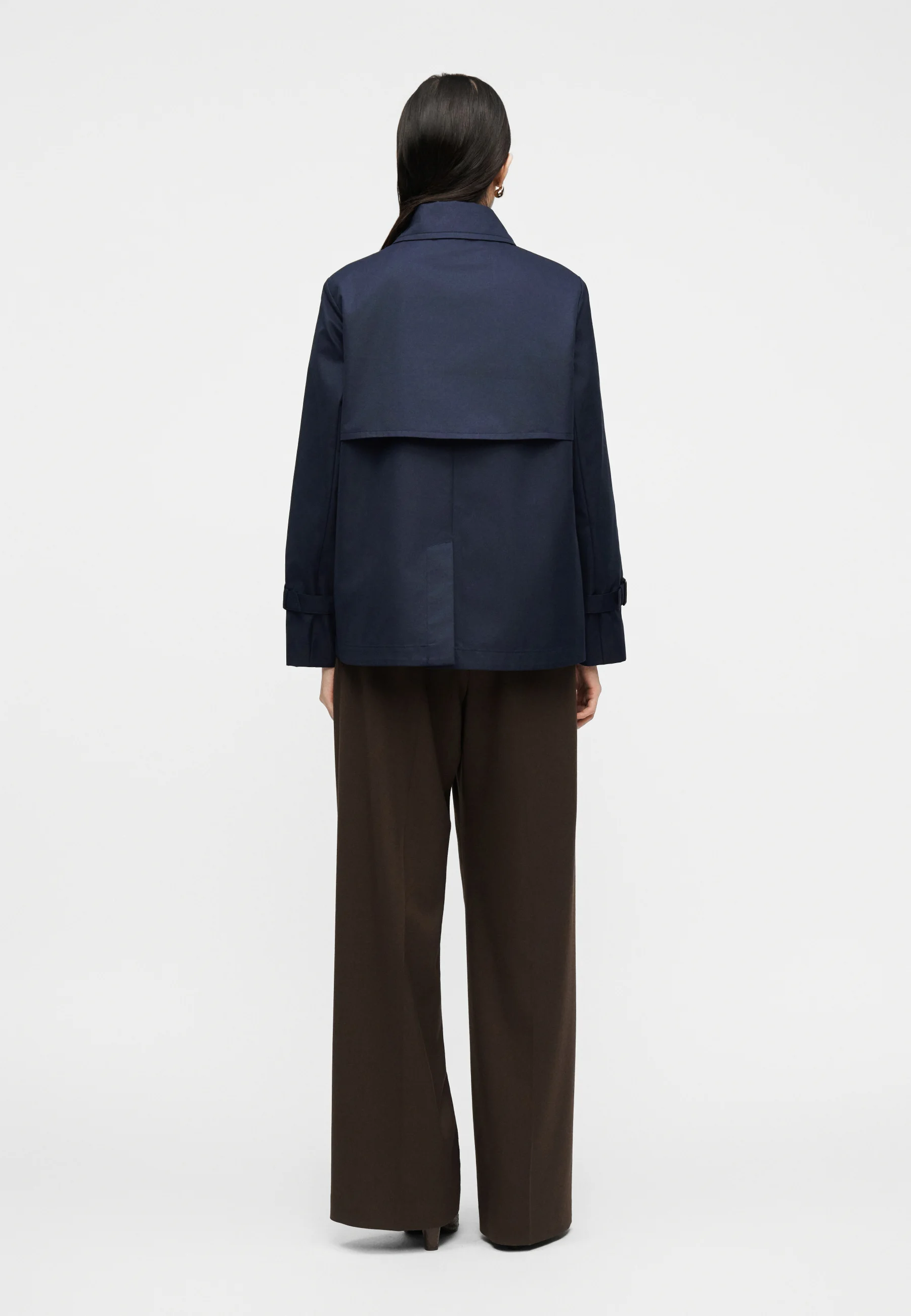 Navy Blue Cotton Blend Rain Jacket