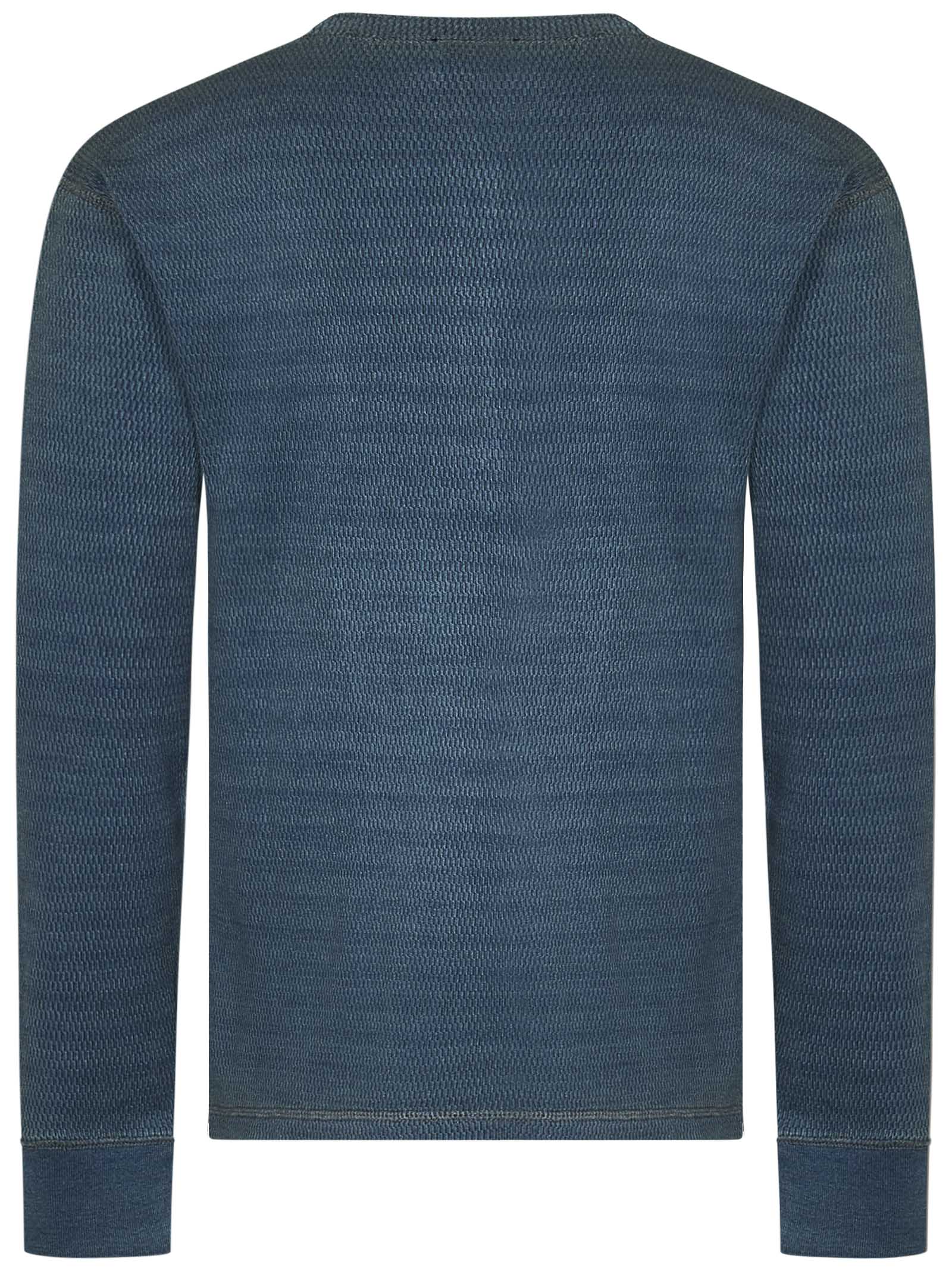 Blue Jacquard Henley Long Sleeves