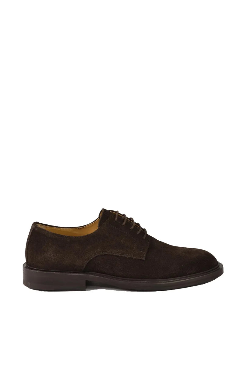 Suede Lace-up Shoes - Brown