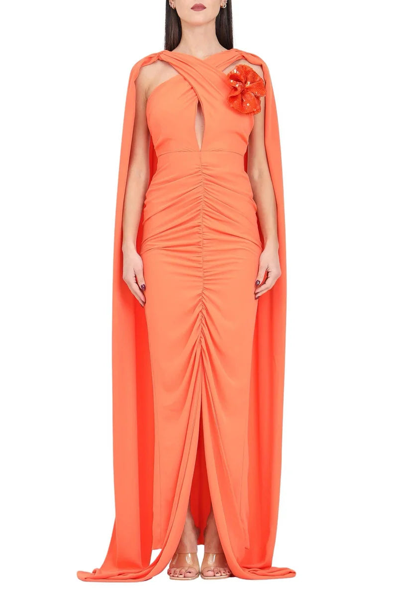 Long Voile Dress - Orange