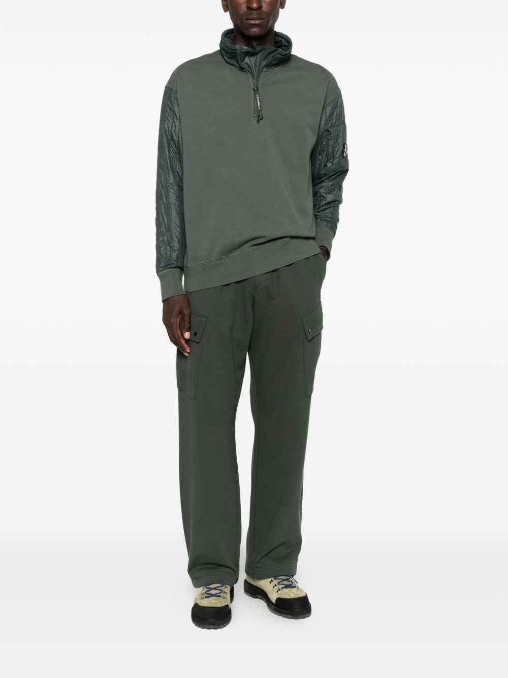 Diagonal Fleece and Quilted Nylon Sweatshirt